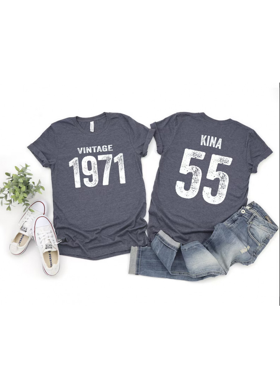 Custom 55th Birthday T-Shirt, Vintage 1971 Retro Style Shirt
