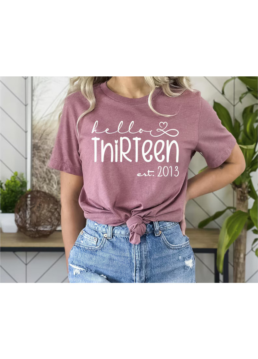 13th Birthday Shirt: Hello Thirteen T-shirt, Est. 2013 Tee