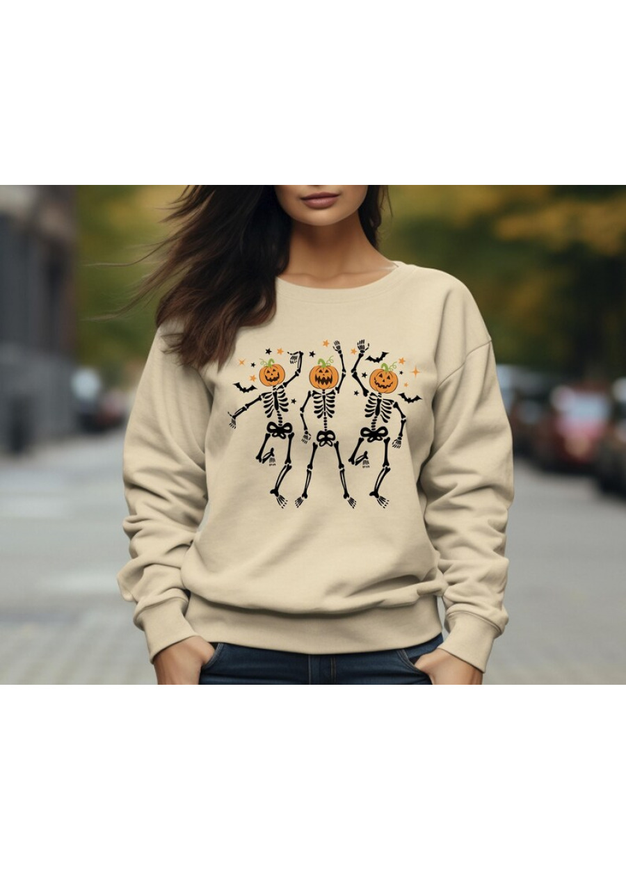 Dancing Skeleton Halloween Sweatshirt: Spooky Pumpkin Hoodies