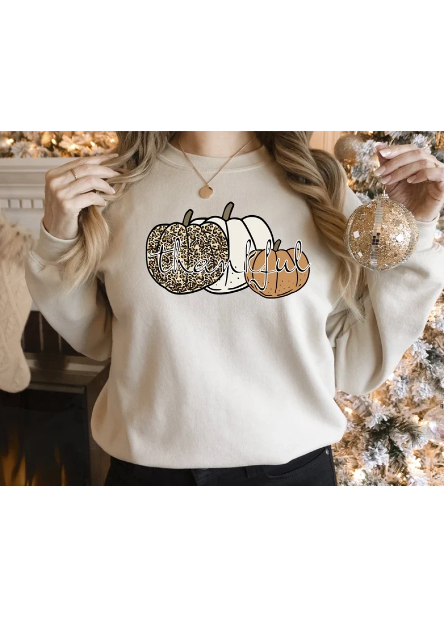 Thankful Leopard Pumpkin Thanksgiving Sweatshirt