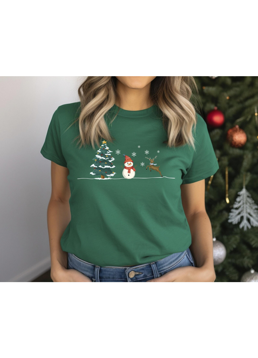 Christmas Snowman Crewneck Shirt: Holiday Tree, Reindeer Tee