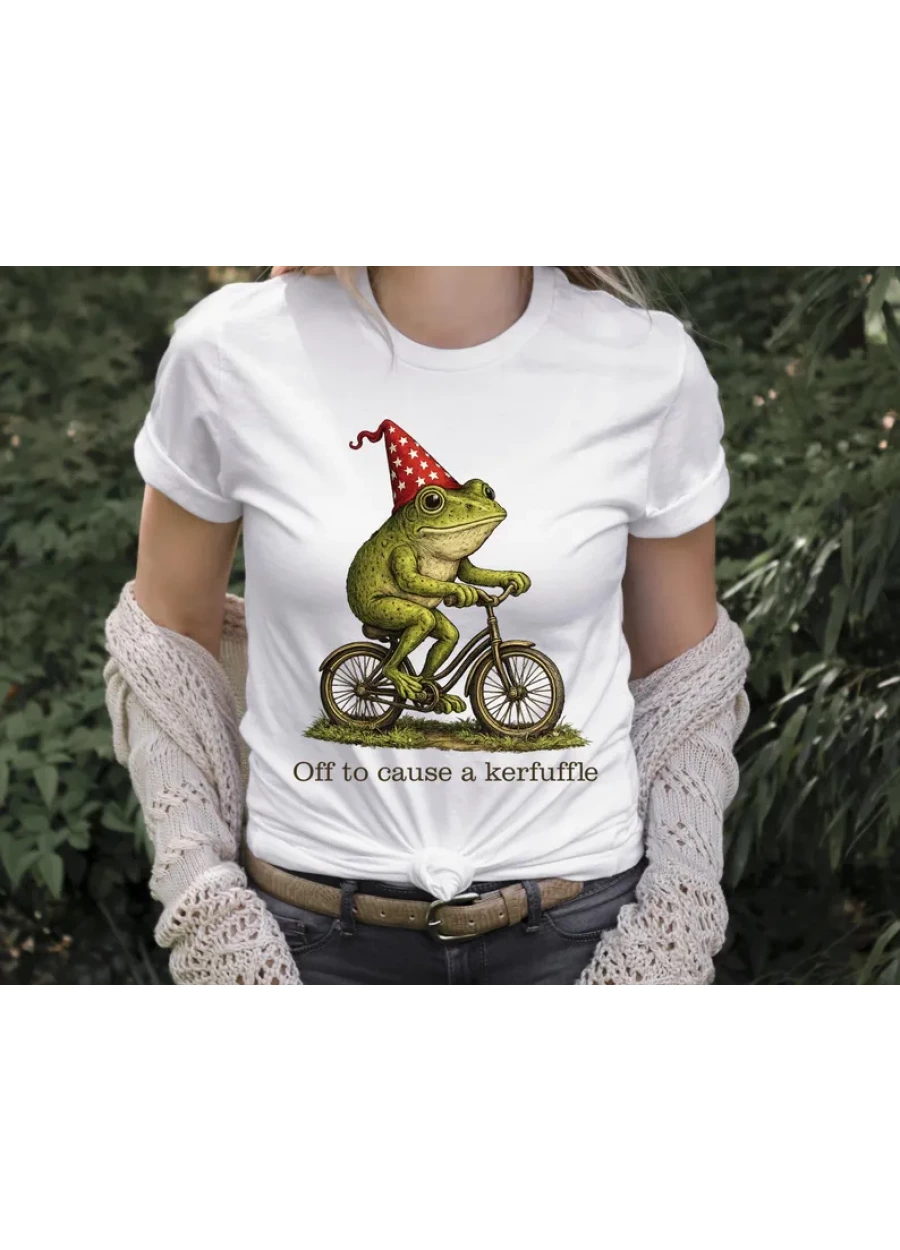 Off to Cause a Kerfuffle Frog T-shirt, Sarcastic Humor Tee, Frog Meme Shirts, Mental Health Shirt