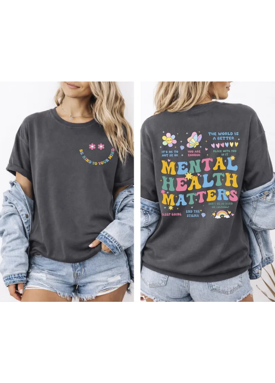 Comfort Colors Mental Health Matters Shirts Be Kind to Your Mind T-Shirt, Women Inspirational Gifts, Counselor Tee