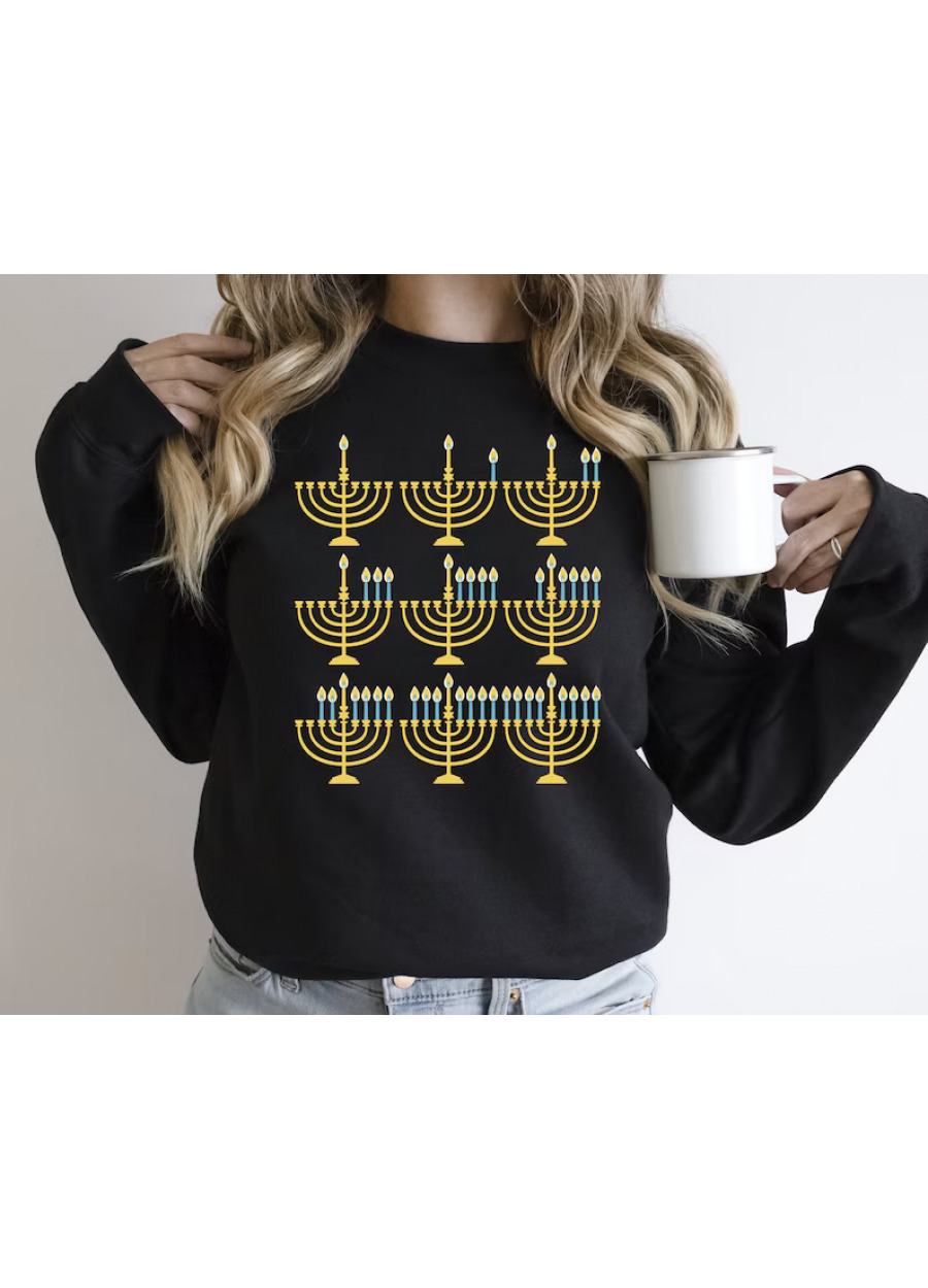 Menorah Hanukkah Sweatshirt: Happy Chanukah Sweater 2025