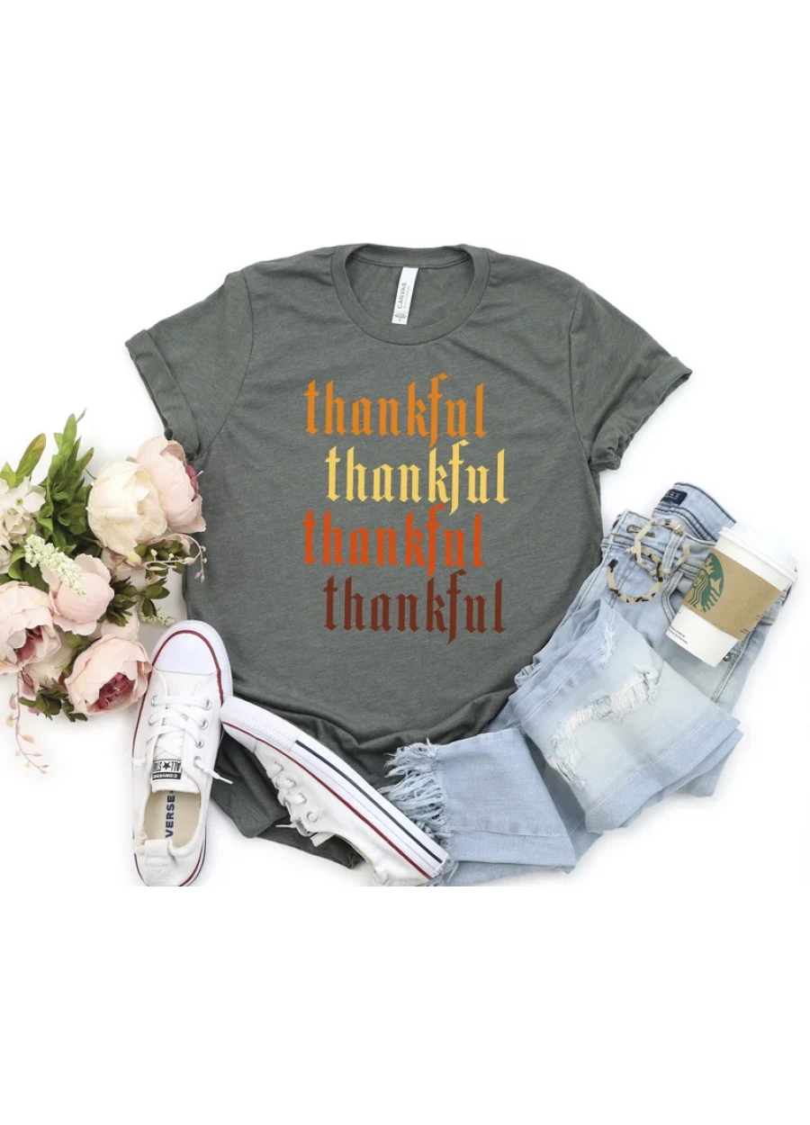 Thankful Fall Shirt - Women's Thanksgiving T-Shirt
