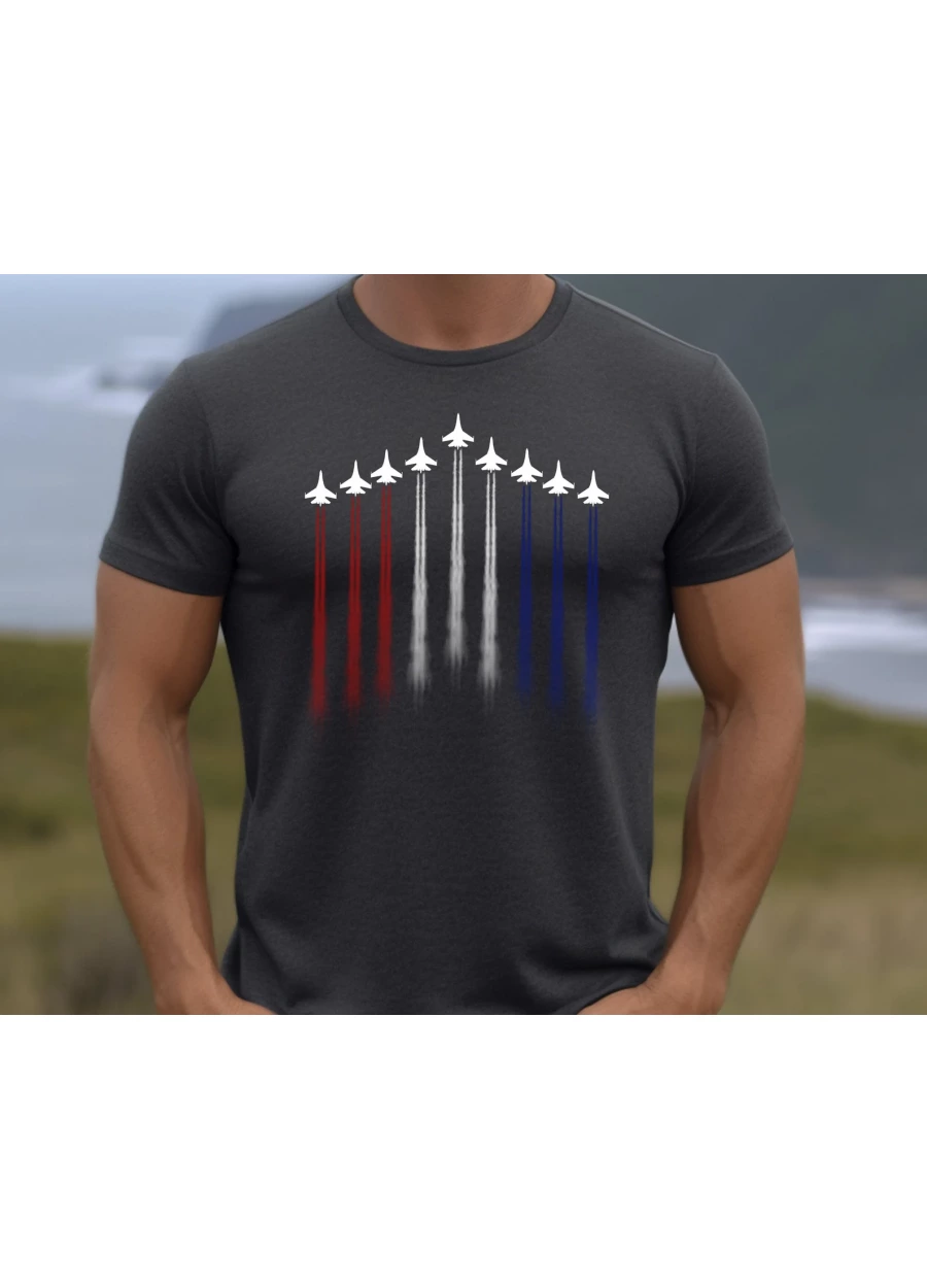 Red White Blue Air Force Flyover Shirt: Patriotic 4th of July Tee