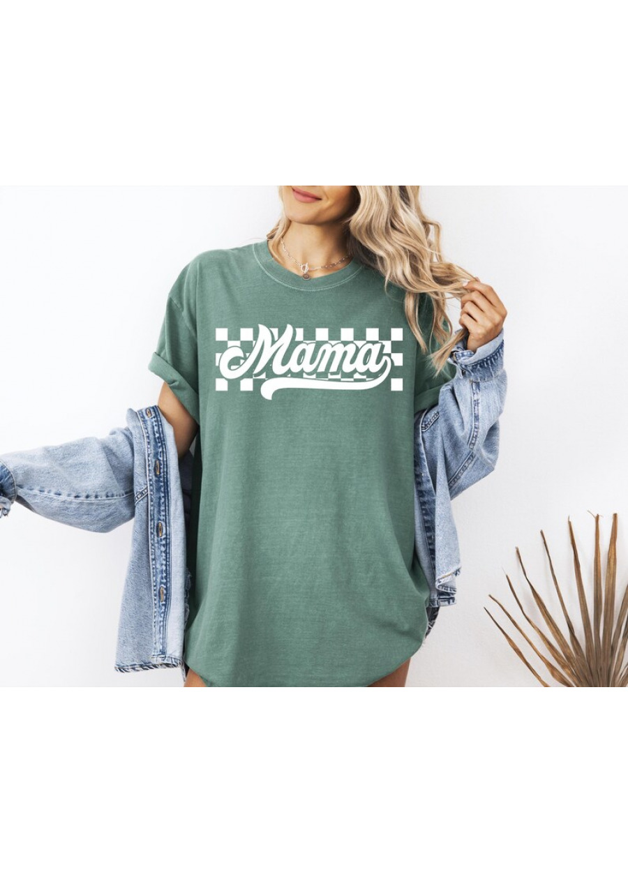 Comfort Colors Checkered Retro Mama Shirt, Motherhood Tshirt, Mothers Day Gift