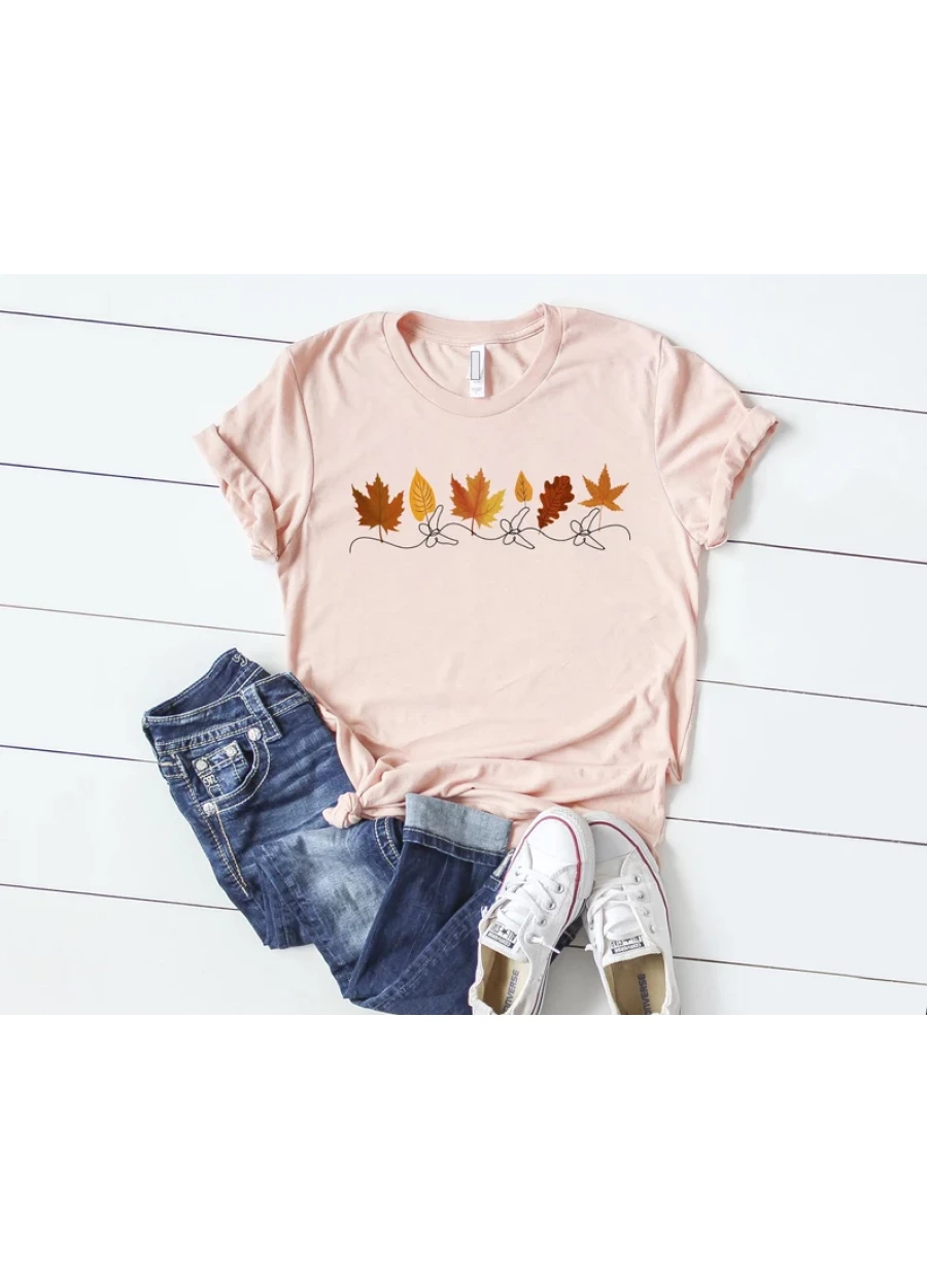 Fall Leaves Graphic Tee - Women's Autumn Apparel