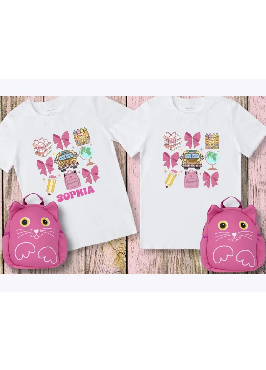 Personalized Cute Back To School Girls Shirt, Girls School T-Shirt, First Grade Shirt, 1st Day Of School, Back to School Shirts, School Tees