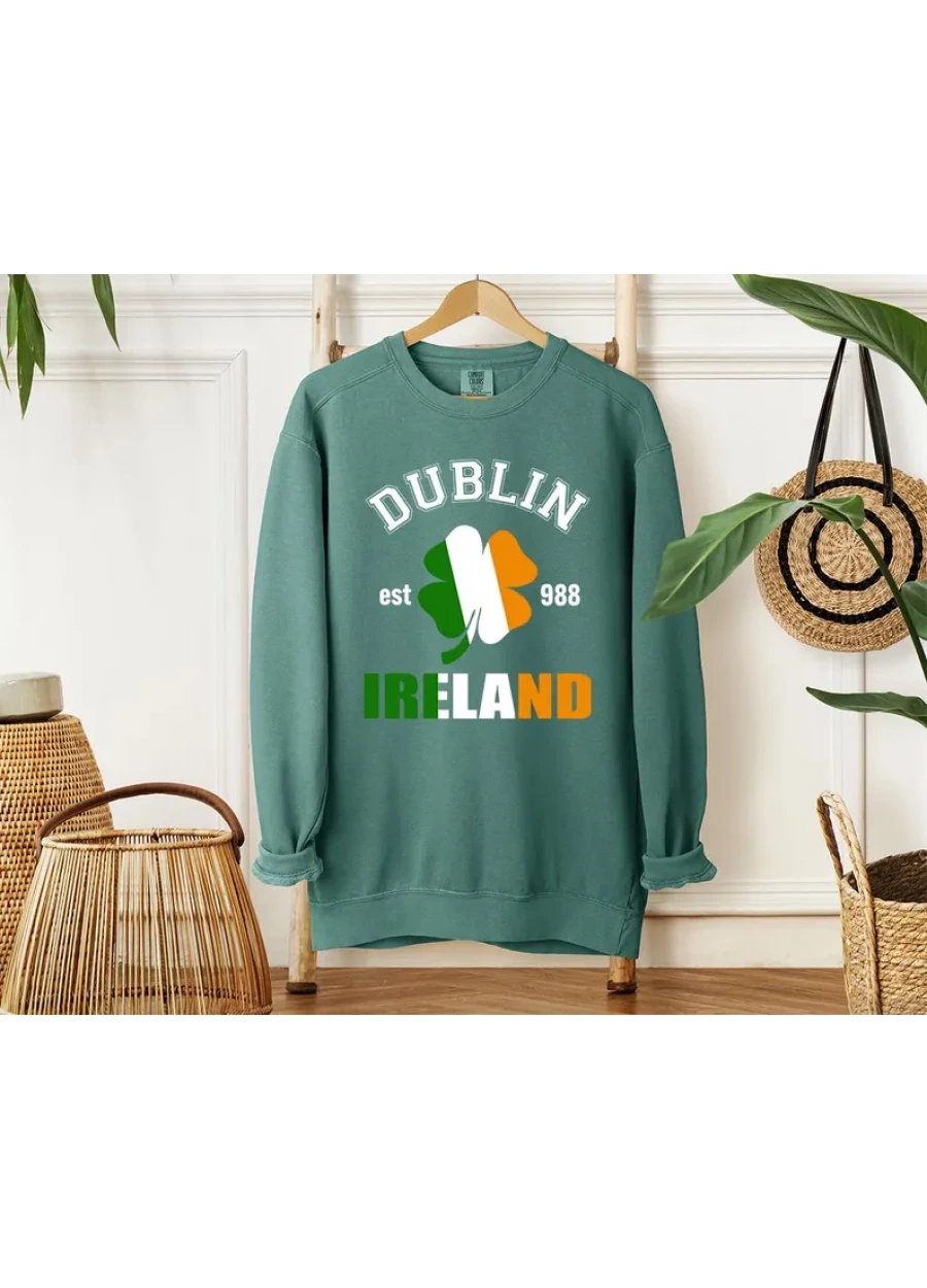 Comfort Colors Dublin Ireland Shirt, St Patricks Day Sweatshirt, Womens Irish Sweater