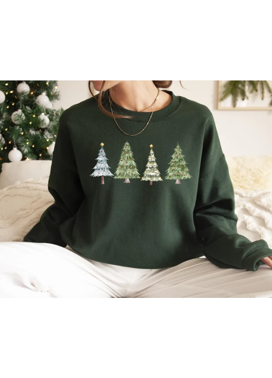 Christmas Tree Sweatshirt: Holiday Green Crewneck Sweater
