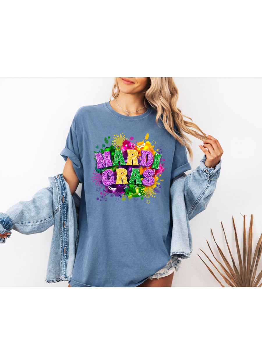 Comfort Colors® Retro Mardi Gras Shirt, Brush Mardi Carnival Tee, Fleur De Lis T-shirt, Mardi Gras Party Sweatshir