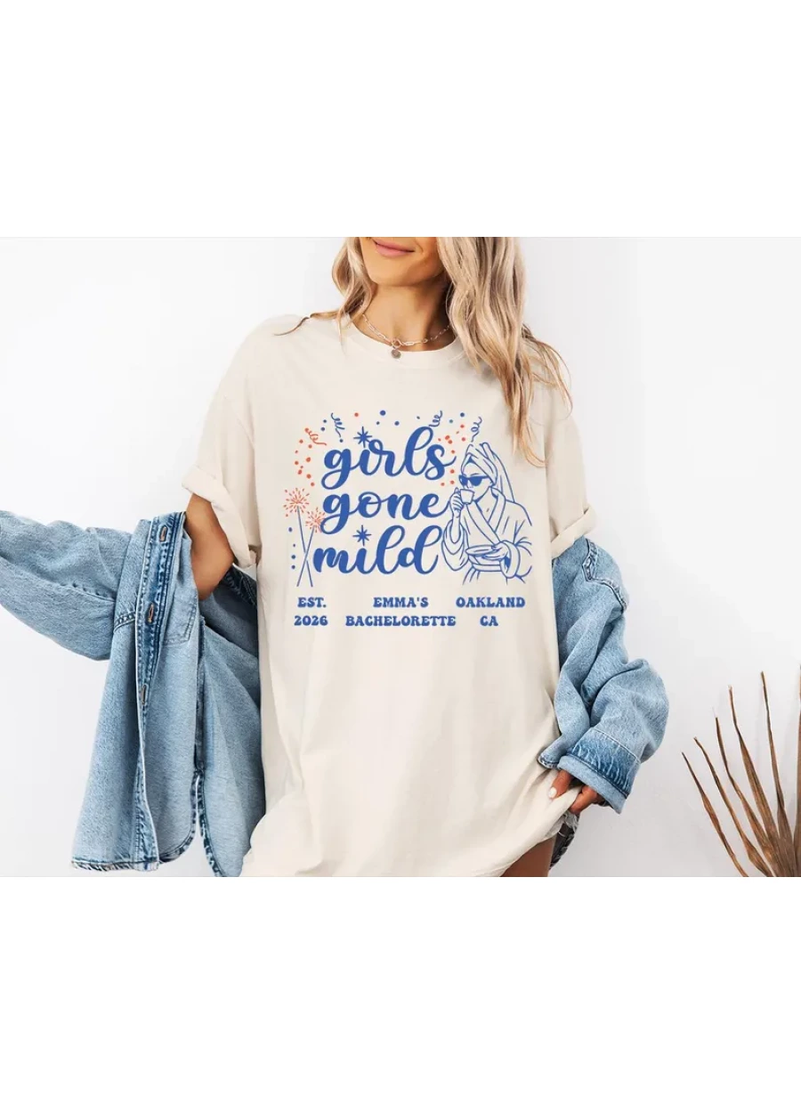 Girls Gone Mild Bachelorette Comfort Colors Tee, Custom Spa Party Shirt