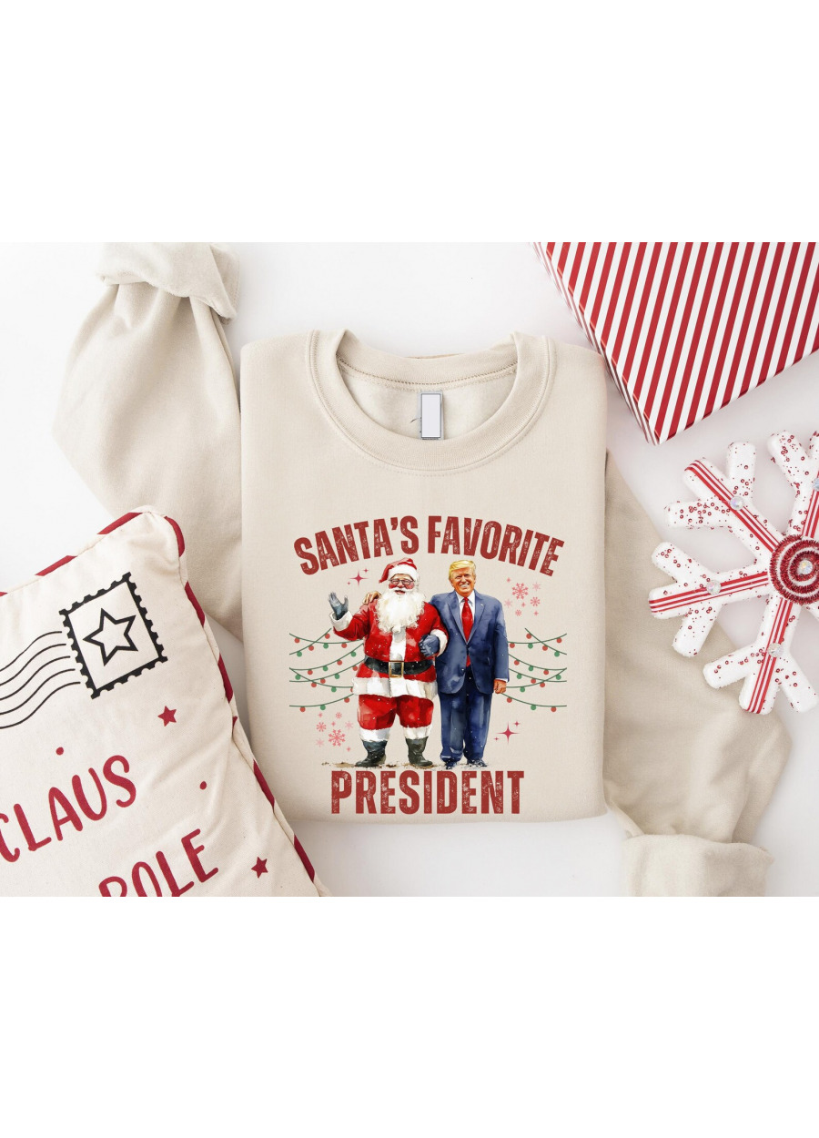 Santa's Favorite President Christmas Sweatshirt - Republican Tee