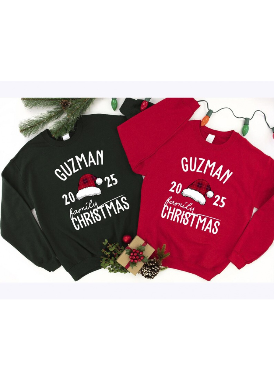 Custom Name Matching Family Christmas Sweatshirts: Holiday Couple Sweaters