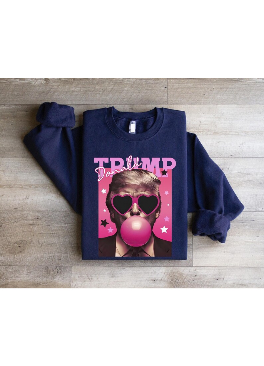 Funny Trump Sweatshirt: Bubble Gum Pink Sunglasses, Election Shirt