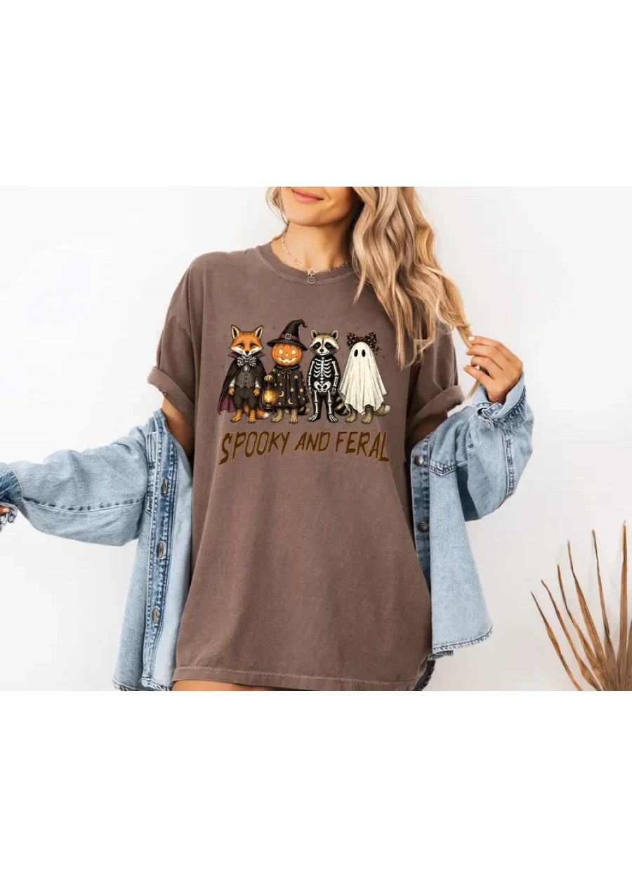 Spooky Feral Raccoon Halloween Shirt, Comfort Colors® Raccoon Witch Tee