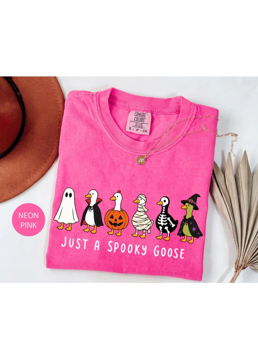 Comfort Colors® Halloween Goose Shirt, Just a Spooky Goose Tshirt, Cute Fall Graphic Tee