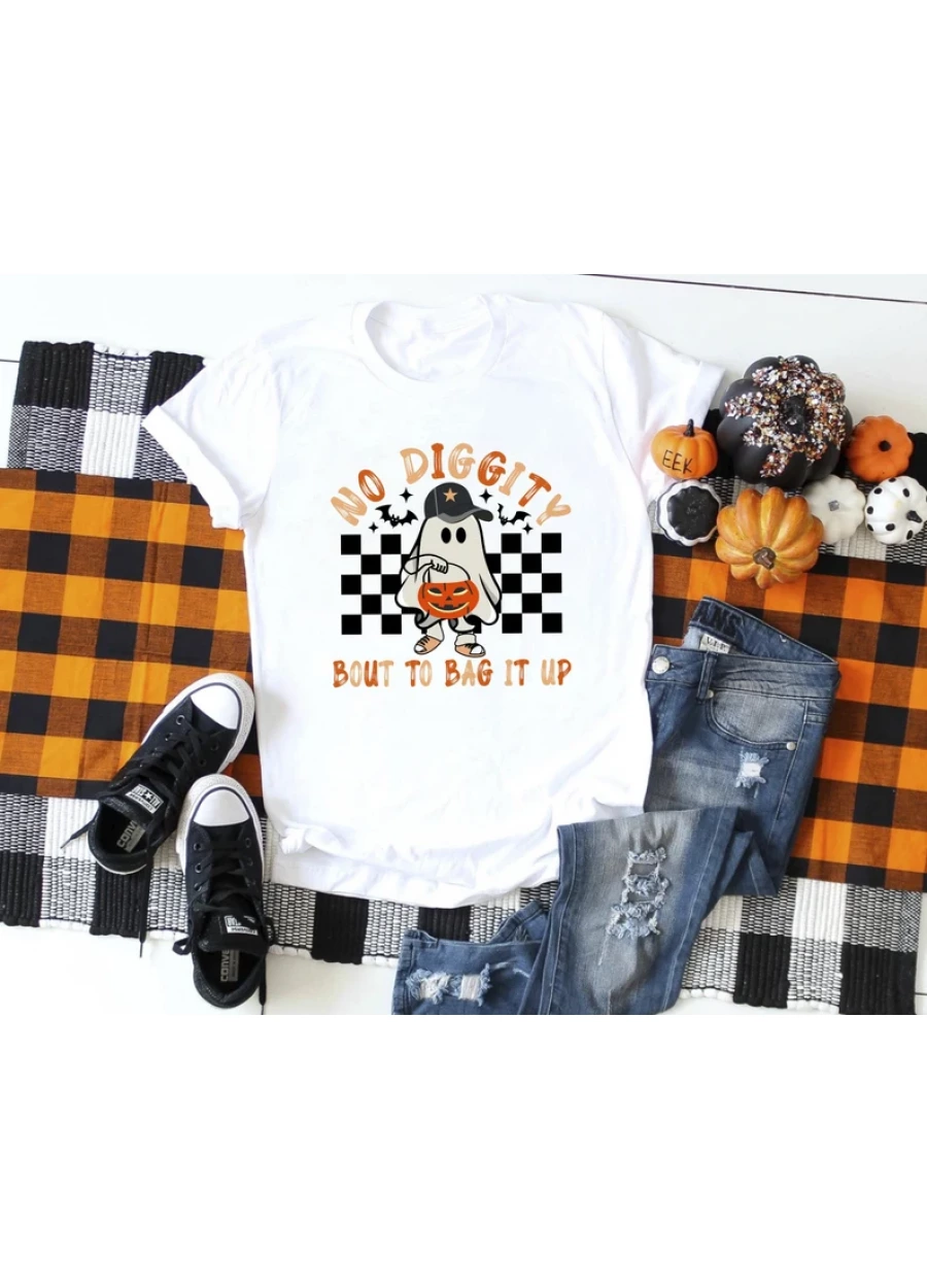 Retro Ghoul Tee: No Diggity Halloween Ghost Shirt