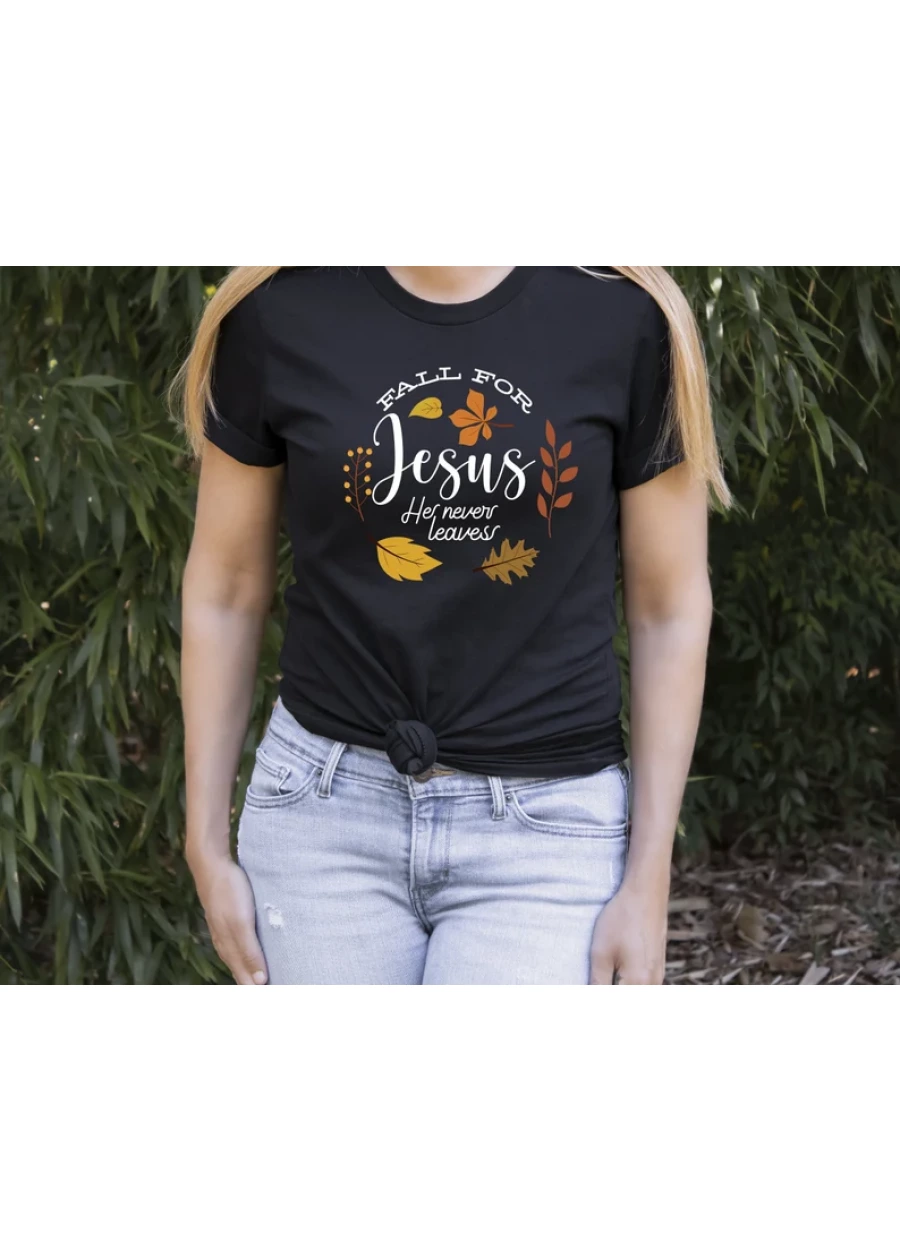 Fall For Jesus T-Shirt: Autumn Christian Thanksgiving Shirt