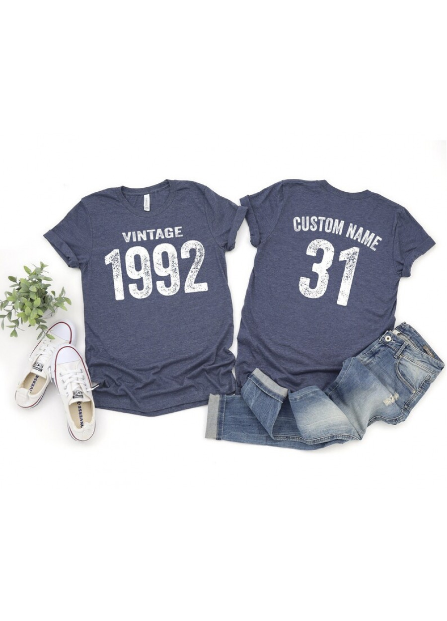 Vintage 1992 Birthday Shirt: 31st Birthday Tee, Custom Name T-Shirt