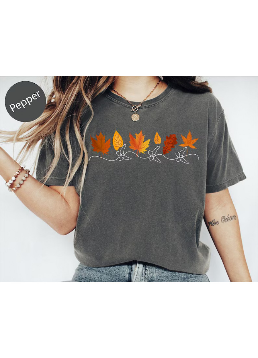 Fall Leaves Graphic T-Shirt: Comfort Colors Autumn Apparel