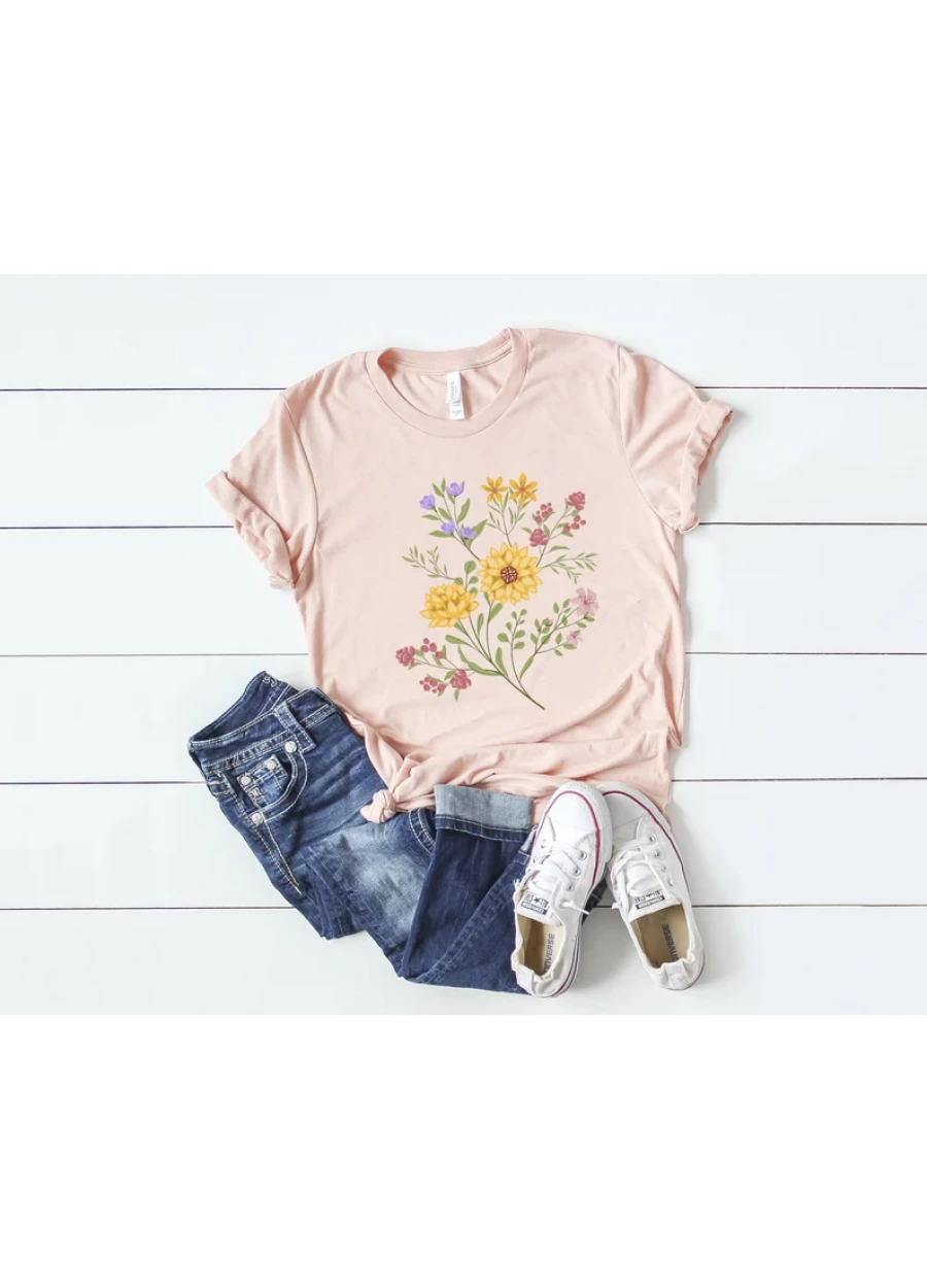 Wildflowers Graphic T-Shirt: Botanical Hiking Camping Shirt