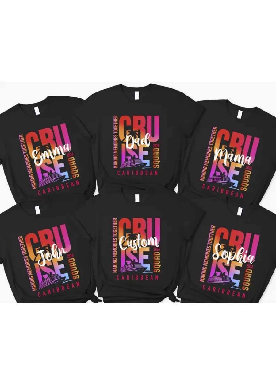 Personalized Cruise Squad Shirt, Family Cruise 2026 Shirts, Caribbean Cruise Matching T-Shirt