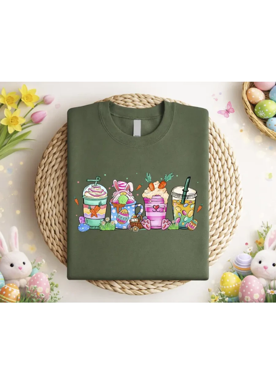 Easter Coffee Shirt, Bunny Sweatshirt, Family Easter Shirts