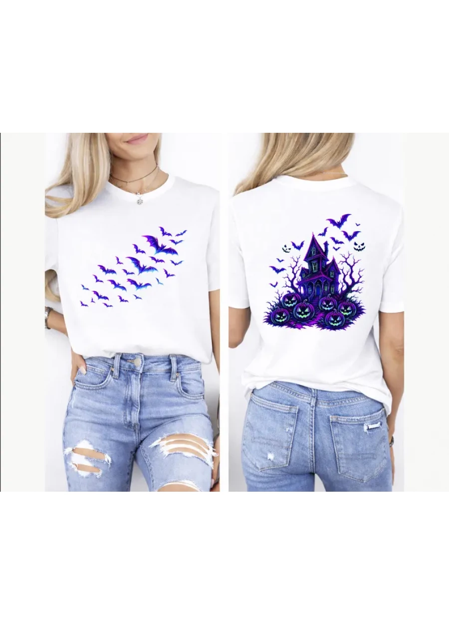 Retro Halloween Bats Shirts, Haunted House T-shirt, Flying Bats Shirt