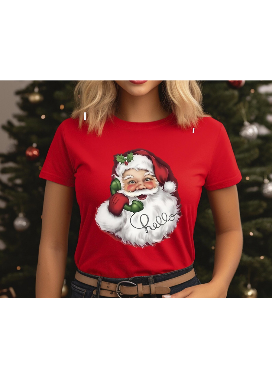 Retro Santa Christmas T-Shirt: Hello Santa Graphic Tee