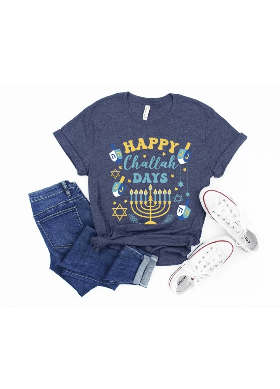 Happy Challah Days Shirt: Hanukkah Menorah Tee