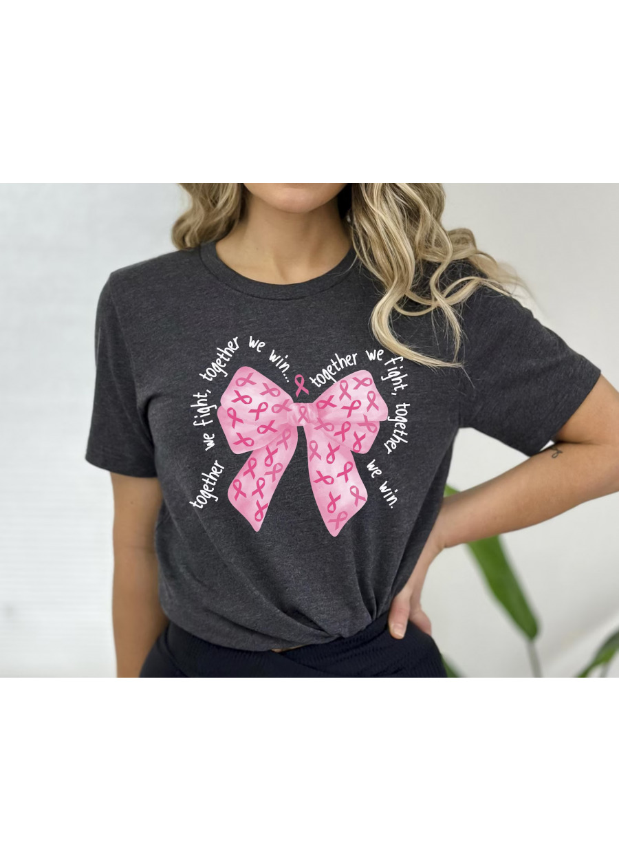 Pink Bow Breast Cancer Awareness Shirt: Together We Fight