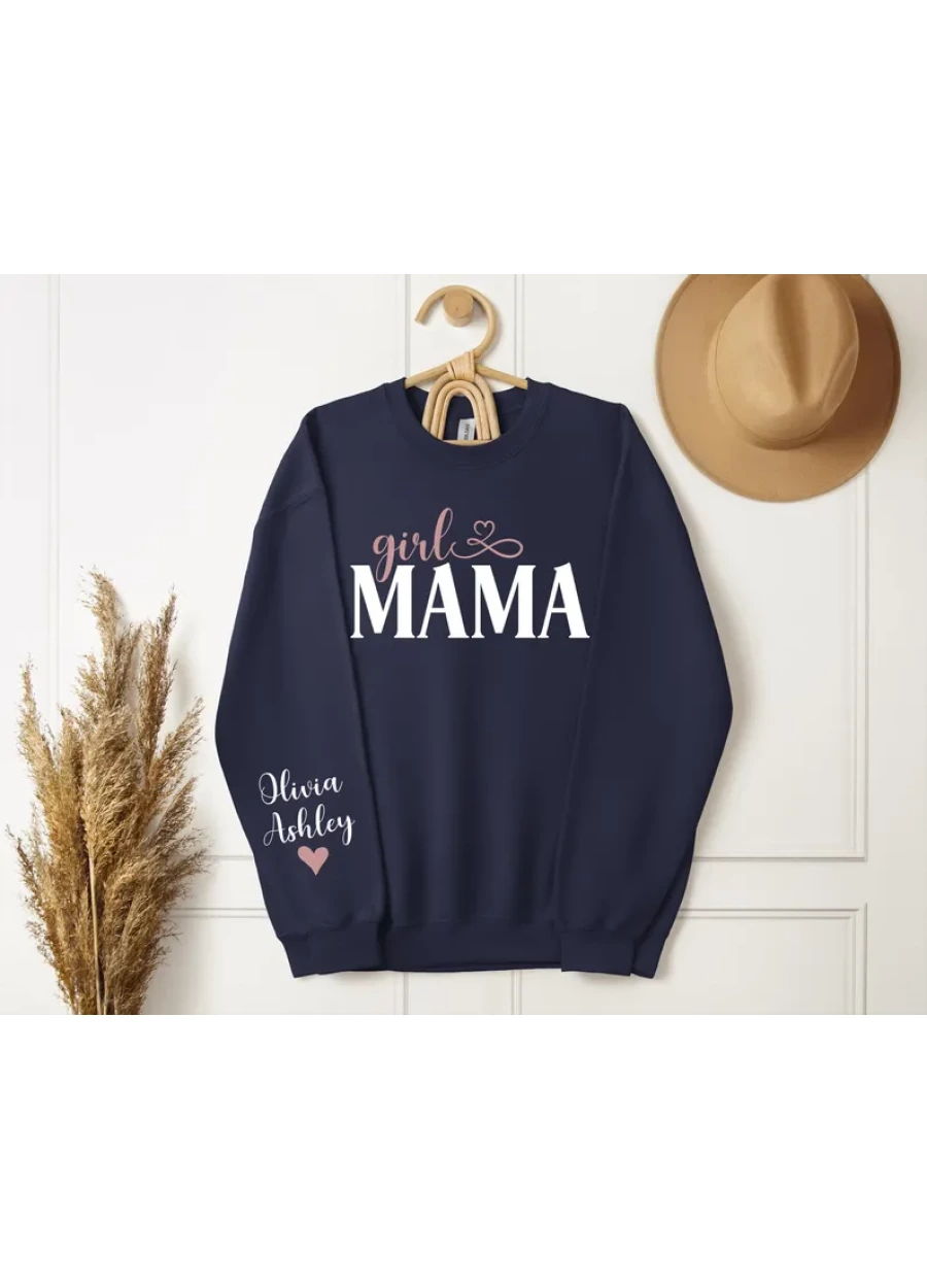 Personalized Girl Mama Sweatshirt, Custom Mom of Girls Hoodies, Mothers Day Gift