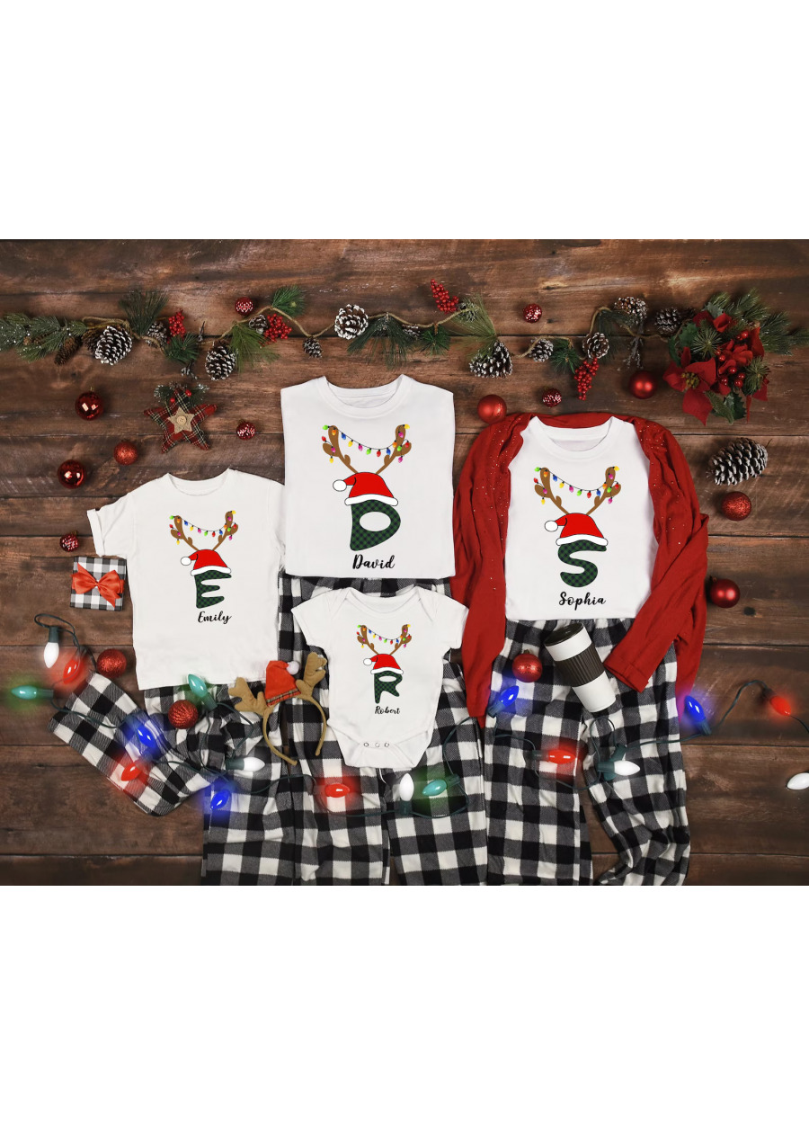 Monogrammed Custom Christmas Family Shirts: Matching Pajamas Gift