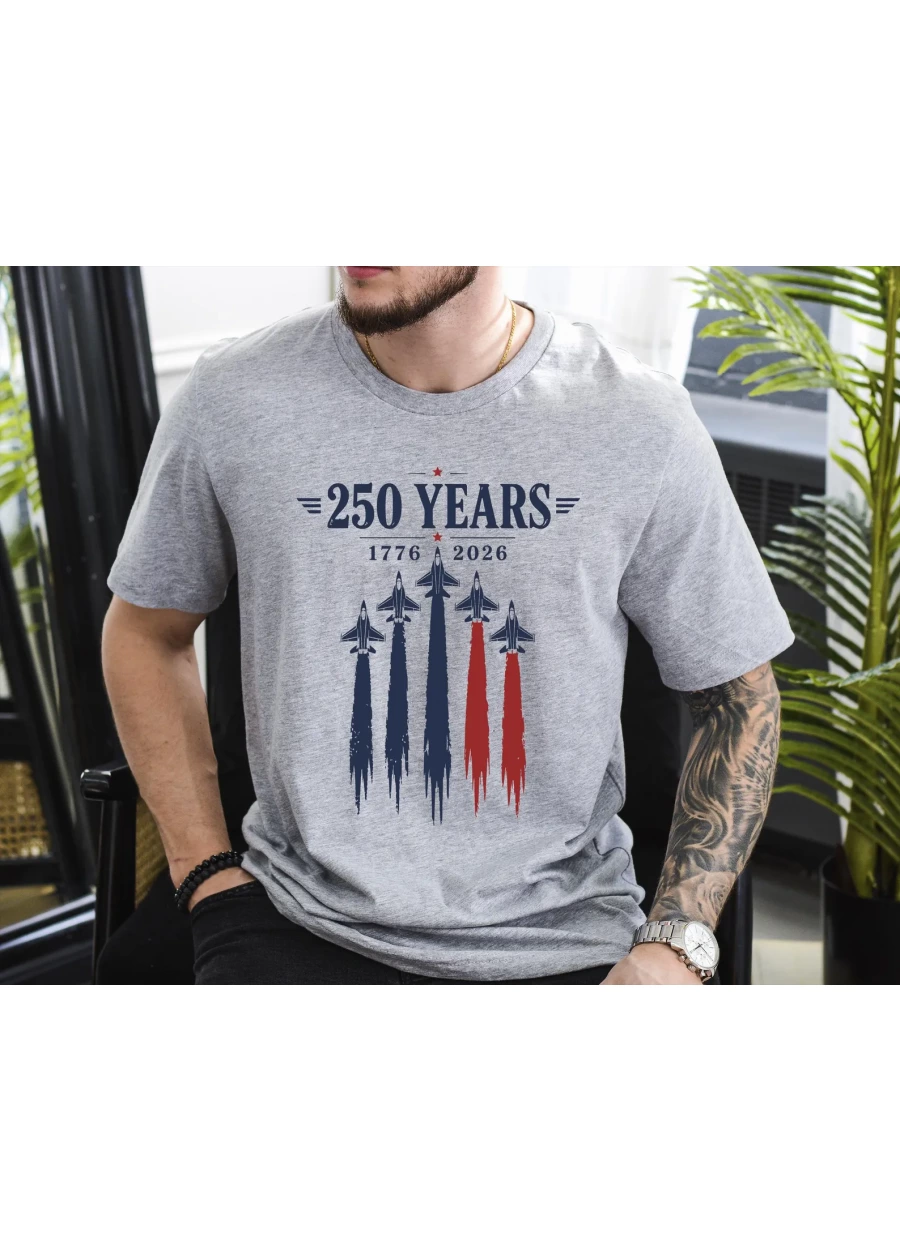 USA 250th Anniversary Jet Fighter T-Shirt, Patriotic Independence Day Tee