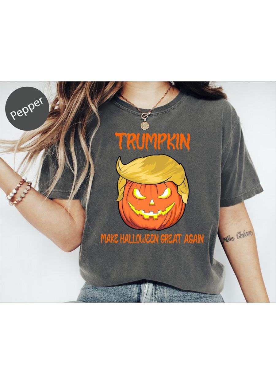 Comfort Colors Halloween Trumpkin Shirt,President Donald Trump 2024 Shirt,Make Halloween Great Again Tee,Republican Halloween Tee,Trump Gift