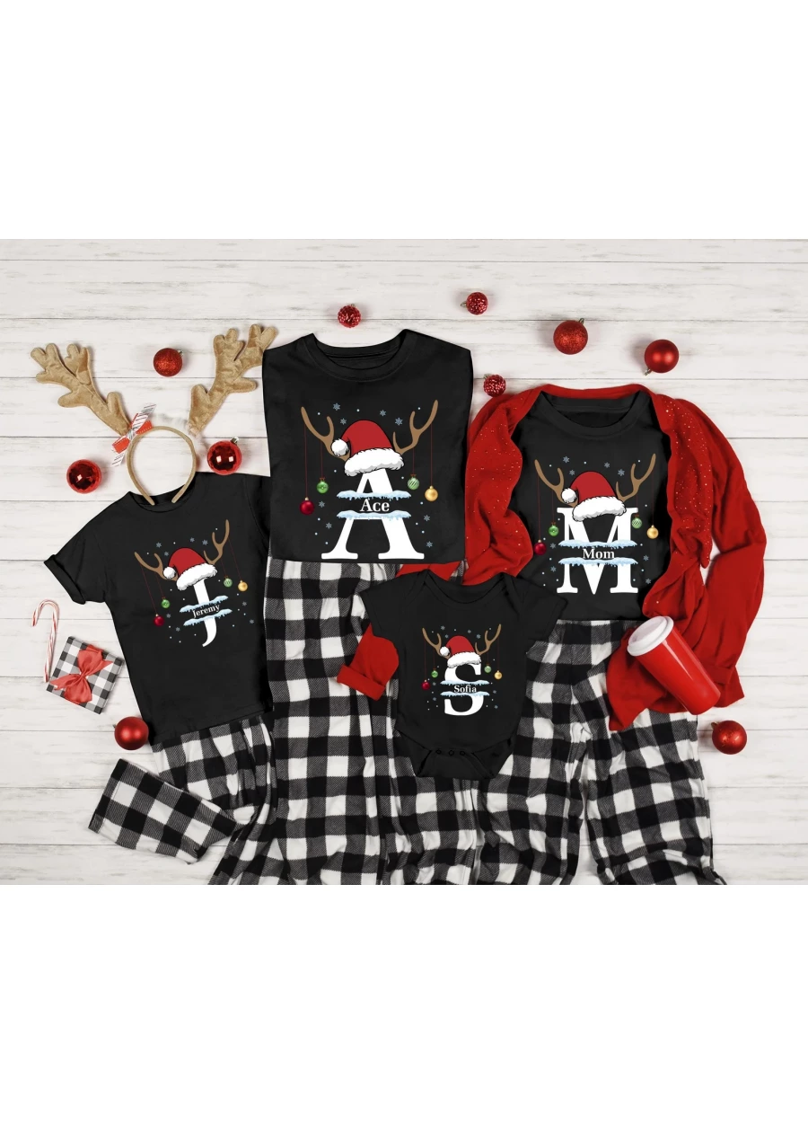 Personalized Family Christmas Shirt: Monogrammed Name T-Shirt
