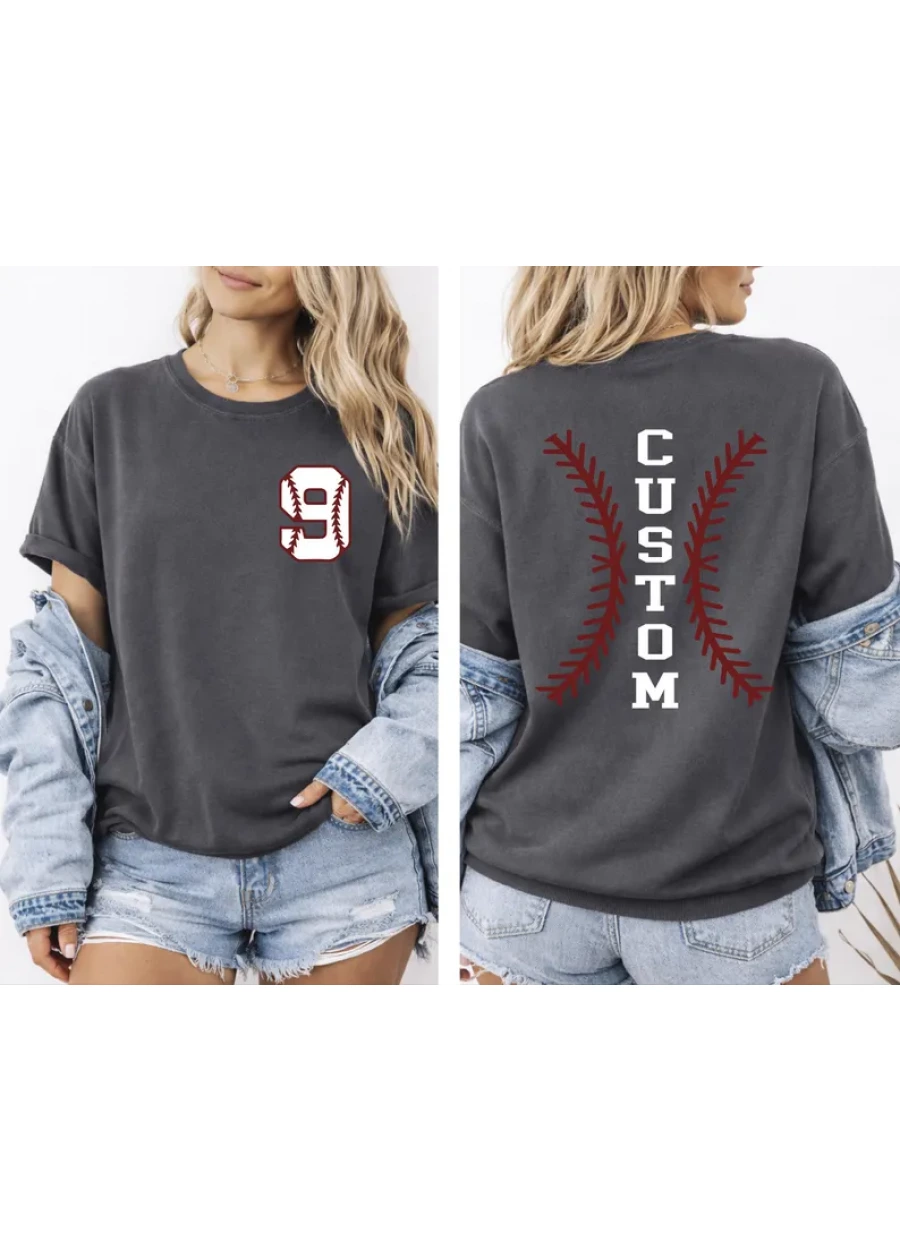 Comfort Colors Custom Baseball Name & Number T-Shirt, Personalized Baseball Team Shirt