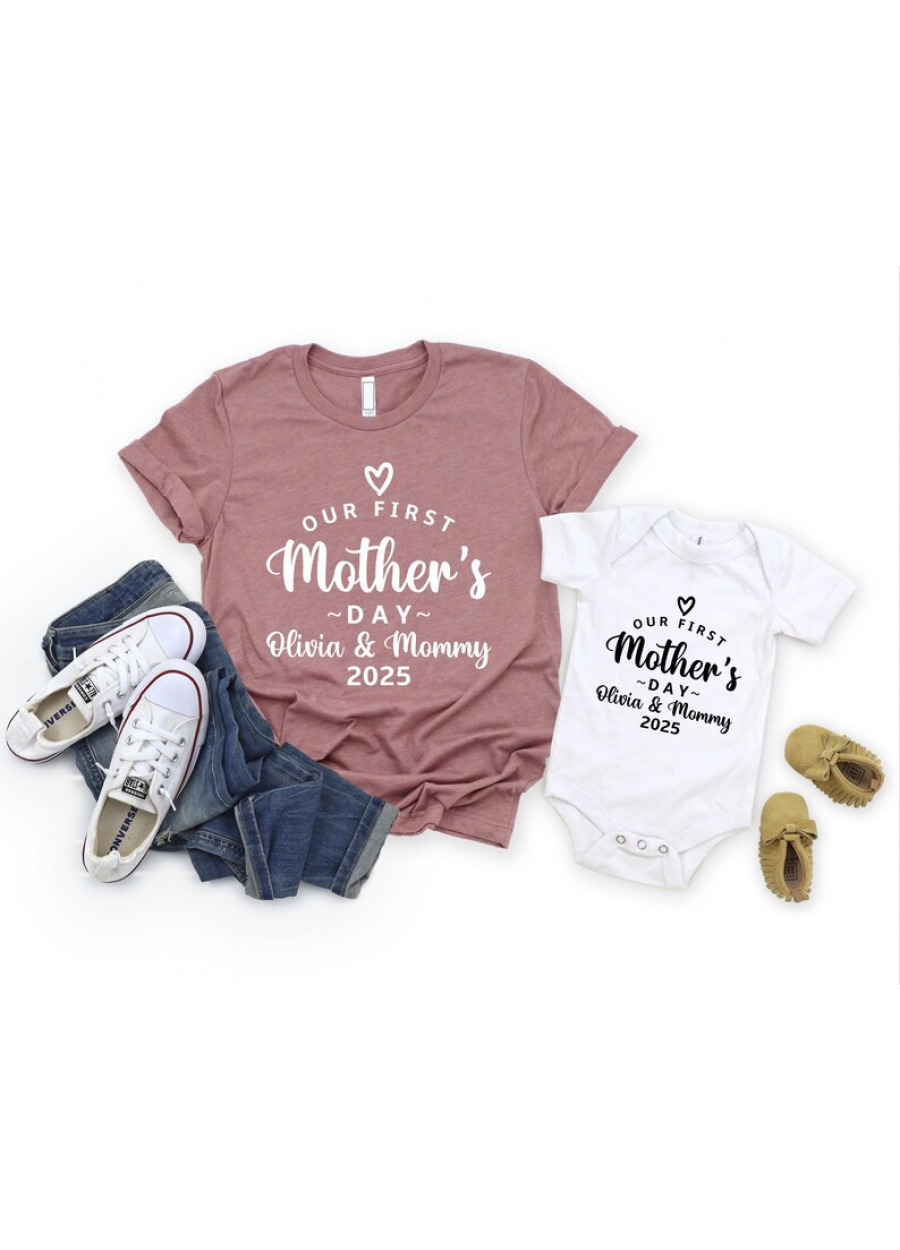 First Mothers Day 2025 T-Shirt: Mommy and Me Matching Outfit