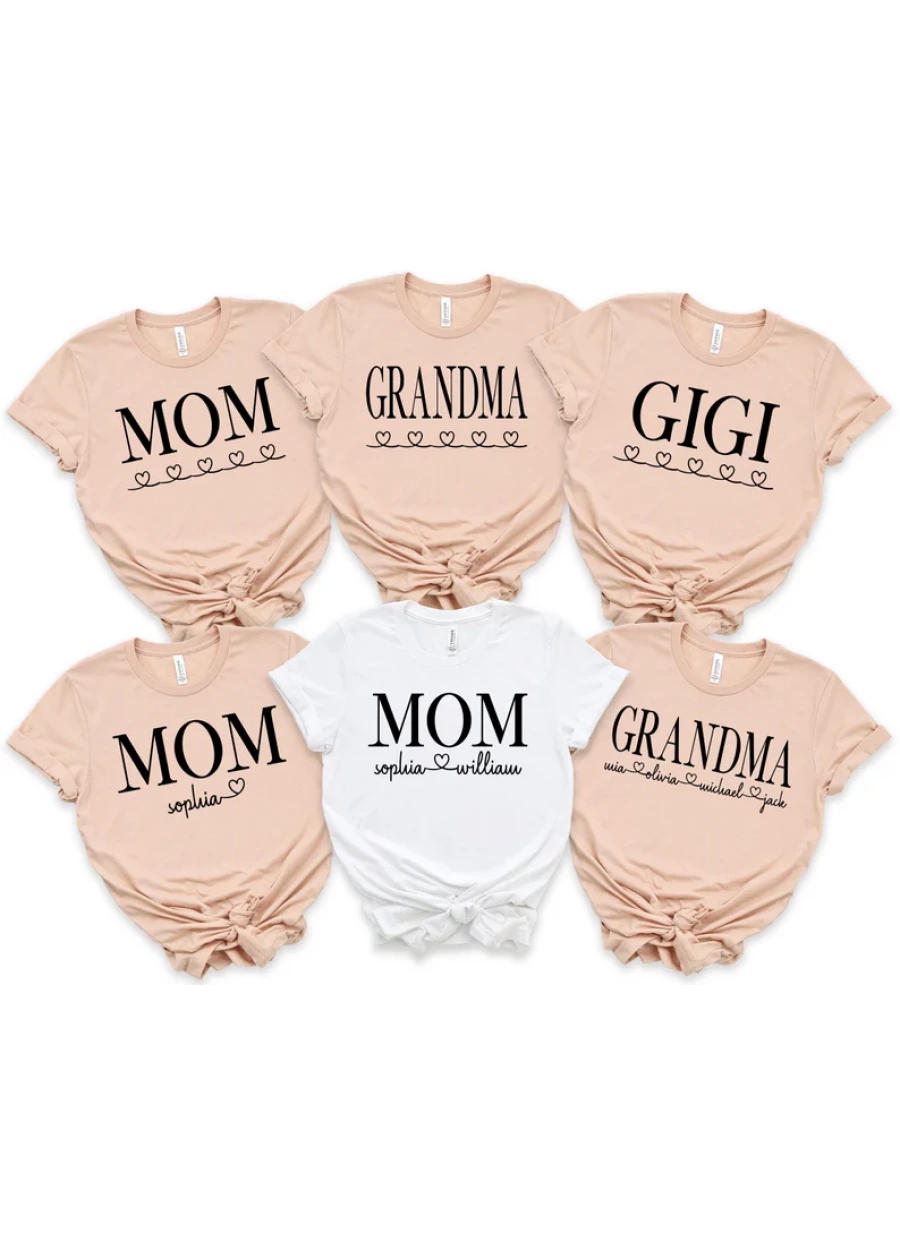 Personalized Mom Shirt: Custom Kids Names, Grandma T-Shirt