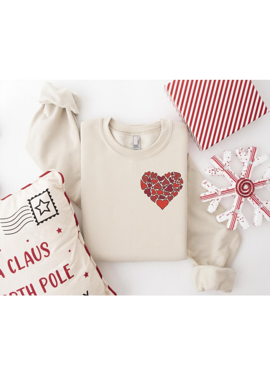 Womens Valentines Day Heart Sweatshirt, Cute Valentine Sweater