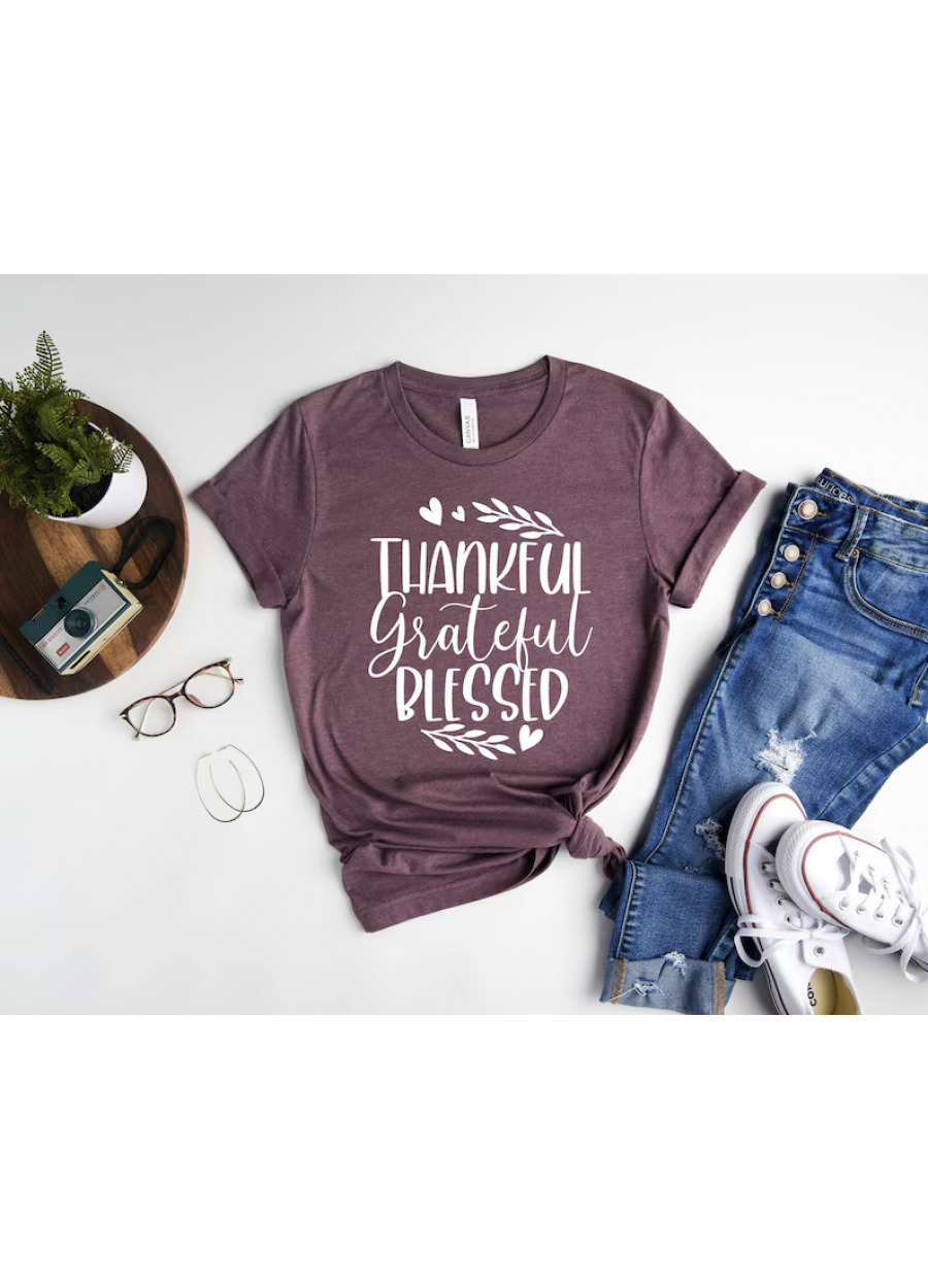 Thankful Grateful Blessed Shirt: Thanksgiving Fall Shirt
