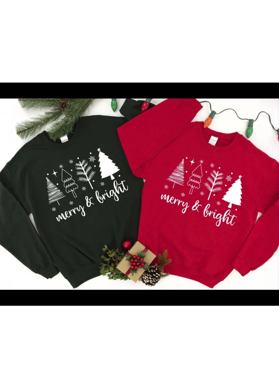 Christmas Trees Sweatshirt: Merry & Bright Holiday Sweater