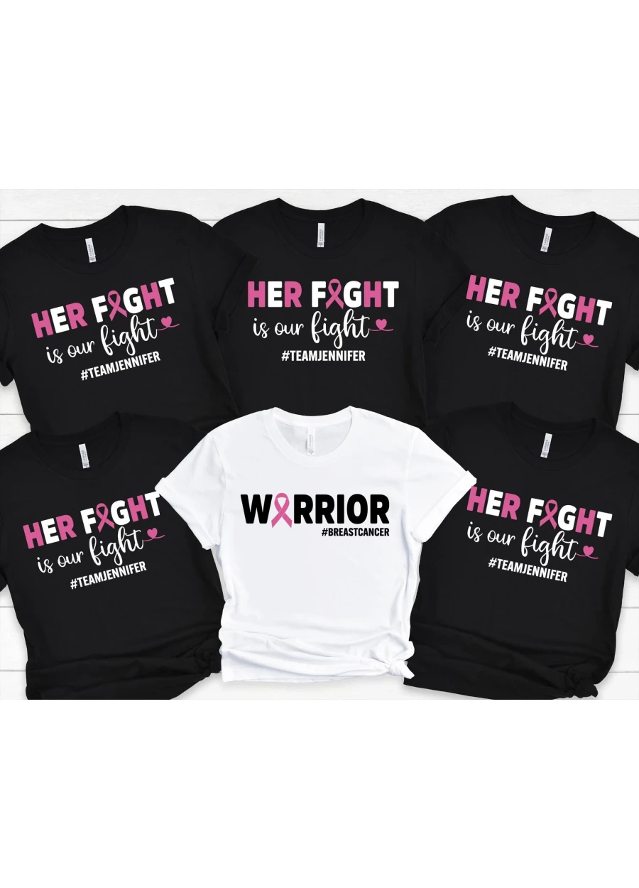 Custom Breast Cancer Support Squad T-Shirt: Her Fight is Our Fight Shirt