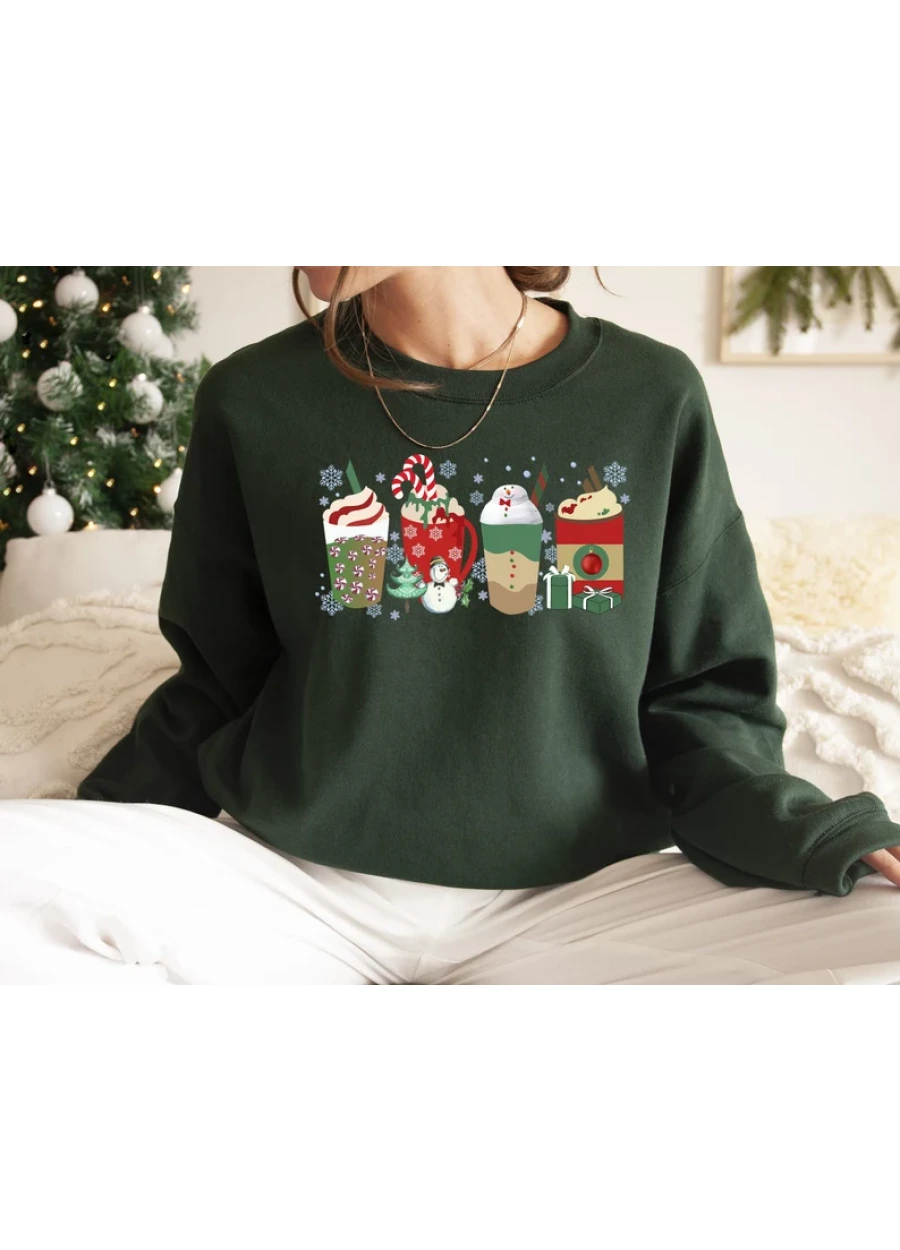 Christmas Coffee Lover Sweatshirt: Holiday Latte Art Sweater