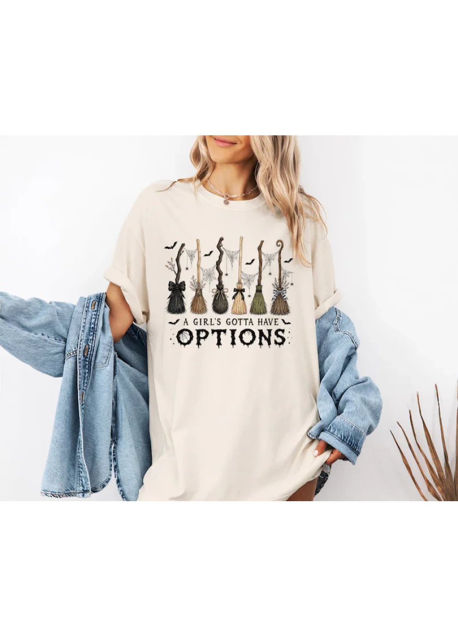 Comfort Colors® A Girl Gotta Have Options T-shirt, Retro Halloween Sweatshirt, Feeling Witchy Shirt, Spooky Season Gift