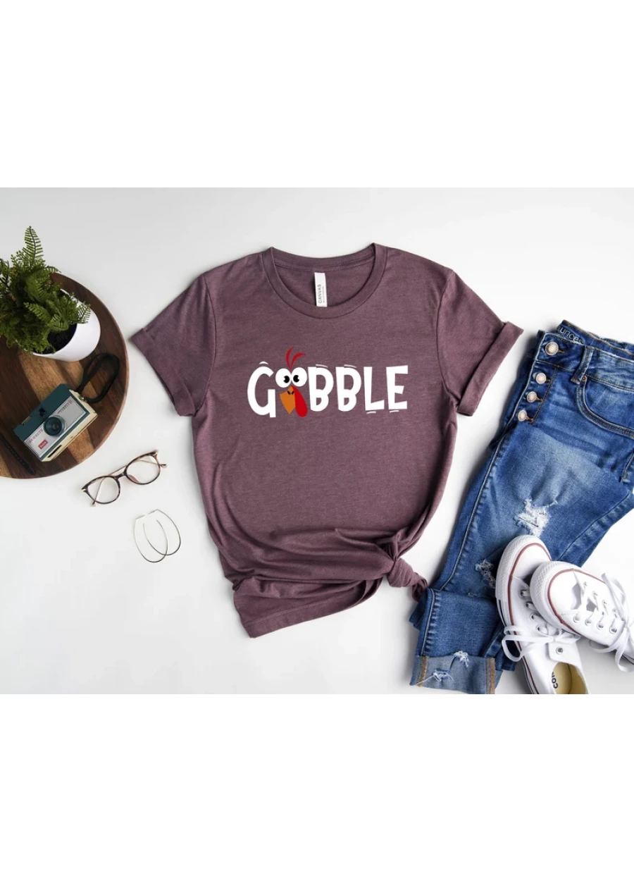 Gobble Gobble Thanksgiving T-Shirt: Funny Turkey Tee for Women