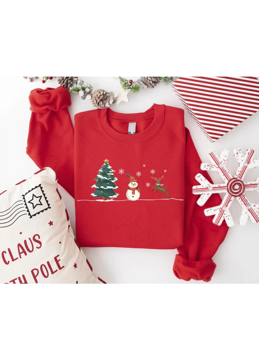 Christmas Snowman Crewneck Sweatshirt: Holiday Winter Shirt