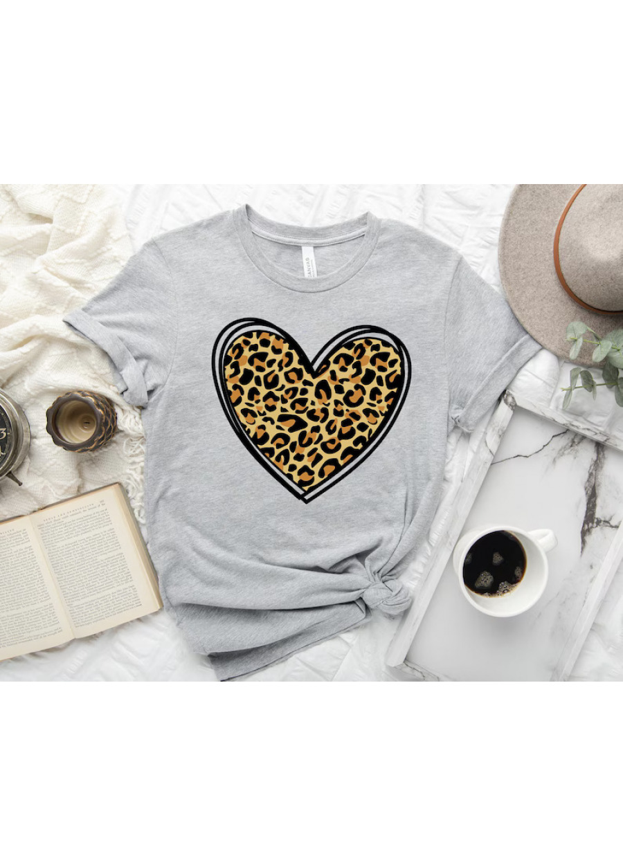 Love Valentines Day Shirt, Valentines Day Shirts For Woman, Valentines Day Gift, Heart Shirt, Cute Valentine Shirt, Leopard Valentines
